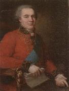 unknow artist Portrait of a nobleman,half-length,seated,wearing a red tunic and the badge,star and sash of the order of the white eagle of poland oil on canvas